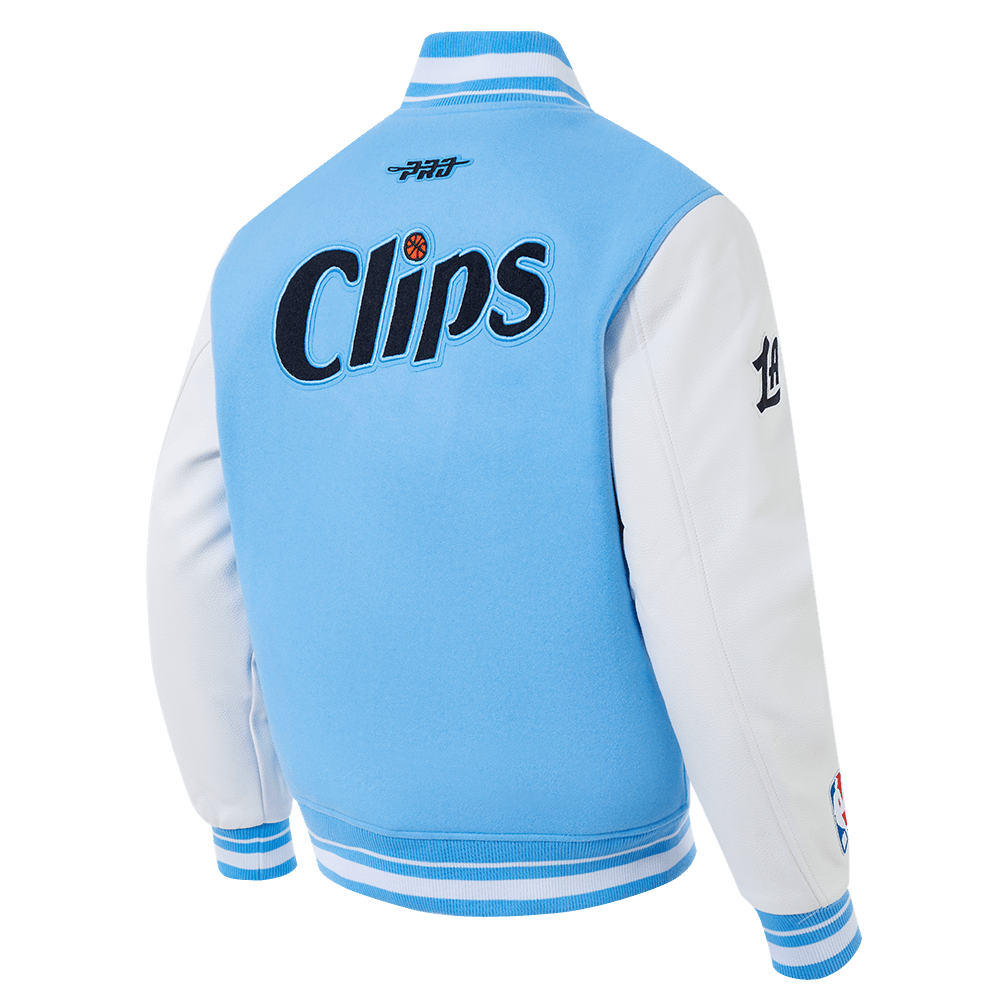 NBA LOS ANGELES CLIPPERS CITY EDITION 24-25 MEN'S RIB WOOL VARSITY J (UNIVERSITY BLUE/WHITE) - Vox Leather