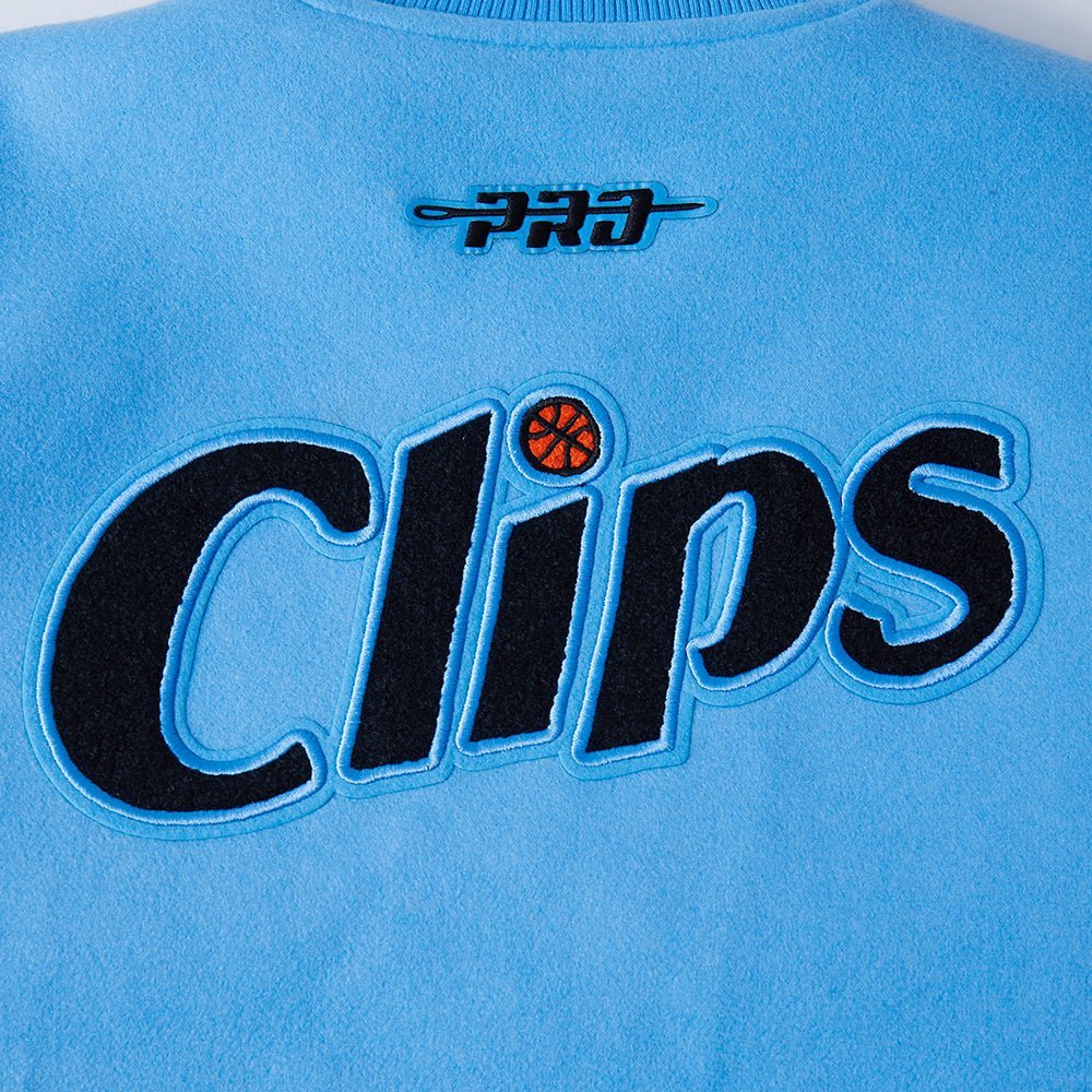 NBA LOS ANGELES CLIPPERS CITY EDITION 24-25 MEN'S RIB WOOL VARSITY J (UNIVERSITY BLUE/WHITE) - Vox Leather