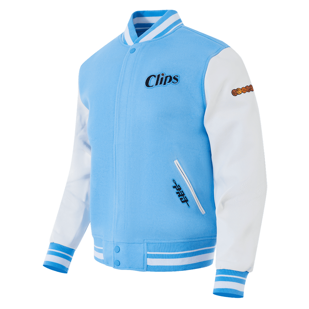 NBA LOS ANGELES CLIPPERS CITY EDITION 24-25 MEN'S RIB WOOL VARSITY J (UNIVERSITY BLUE/WHITE) - Vox Leather
