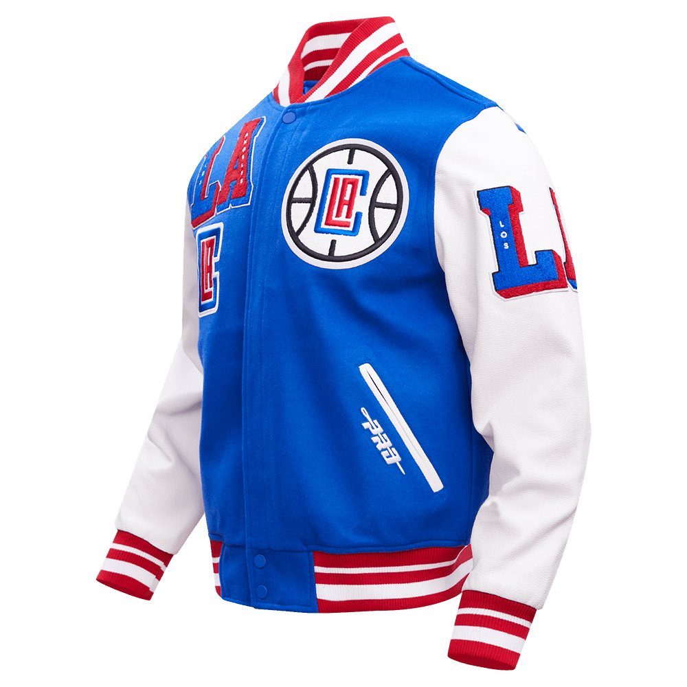 NBA LOS ANGELES CLIPPERS MASHUP RIB WOOL VARSITY JACKET - Vox Leather