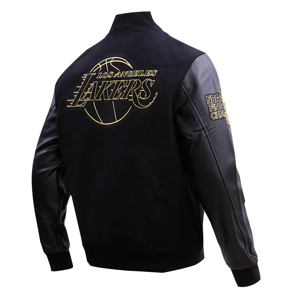 NBA LOS ANGELES LAKERS BLACK & GOLD WOOL VARSITY JACKET - Rare Leather