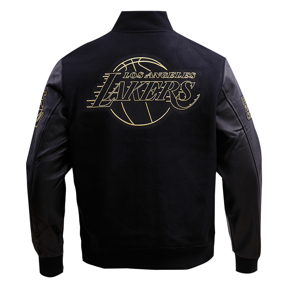 NBA LOS ANGELES LAKERS BLACK & GOLD WOOL VARSITY JACKET - Rare Leather