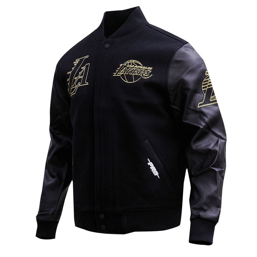 NBA LOS ANGELES LAKERS BLACK & GOLD WOOL VARSITY JACKET - Rare Leather
