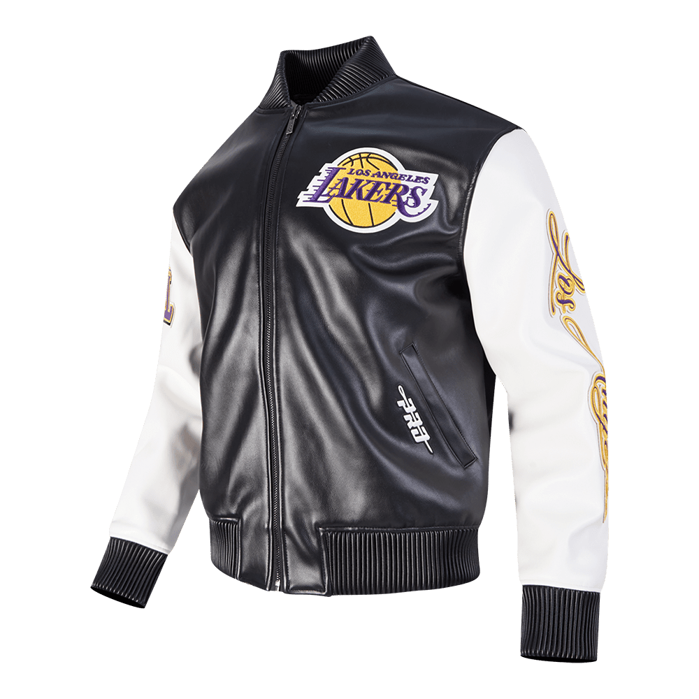 NBA LOS ANGELES LAKERS CITY SIGNATURE MEN'S LEATHER VARSITY JACKET - Vox Leather