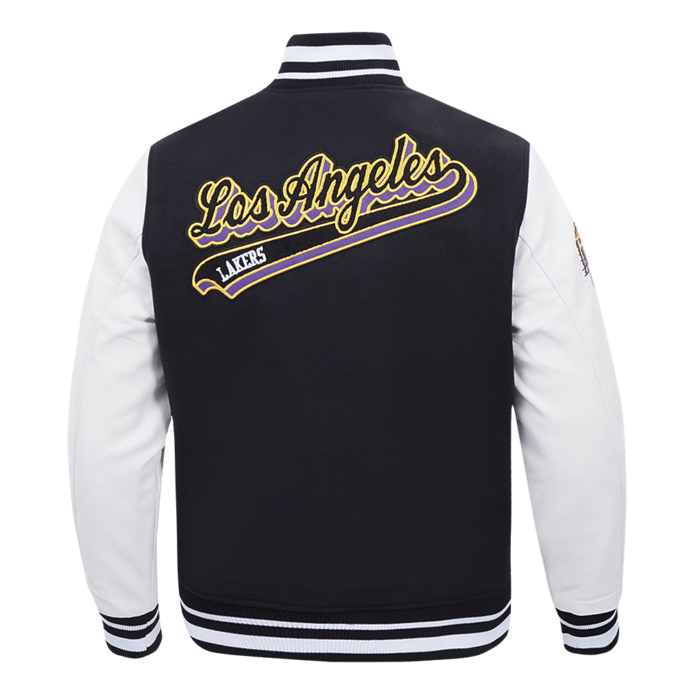 NBA LOS ANGELES LAKERS SCRIPT TAIL RIB WOOL VARSITY - Rare Leather