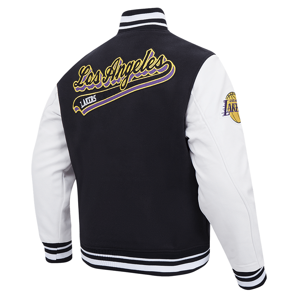 NBA LOS ANGELES LAKERS SCRIPT TAIL RIB WOOL VARSITY - Rare Leather