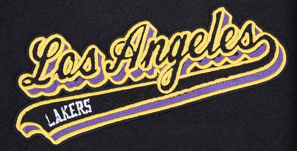 NBA LOS ANGELES LAKERS SCRIPT TAIL RIB WOOL VARSITY - Rare Leather