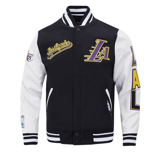 NBA LOS ANGELES LAKERS SCRIPT TAIL RIB WOOL VARSITY - Vox Leather