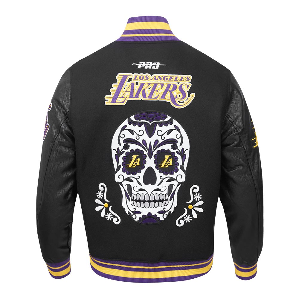 NBA LOS ANGELES LAKERS SUGAR SKULL WOOL VARSITY JACKET - Rare Leather
