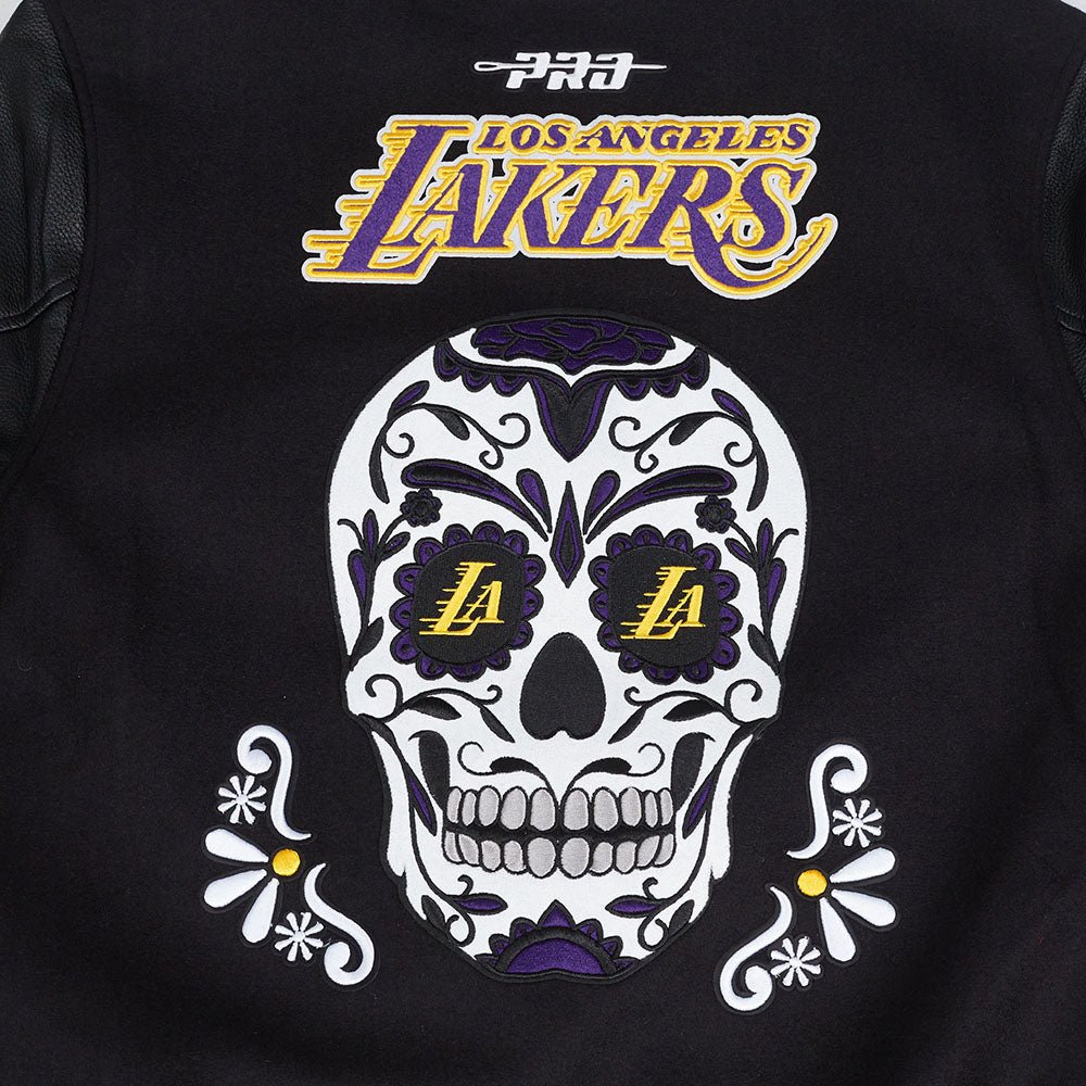NBA LOS ANGELES LAKERS SUGAR SKULL WOOL VARSITY JACKET - Rare Leather