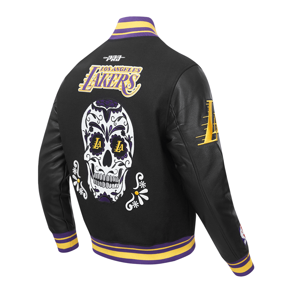 NBA LOS ANGELES LAKERS SUGAR SKULL WOOL VARSITY JACKET - Rare Leather