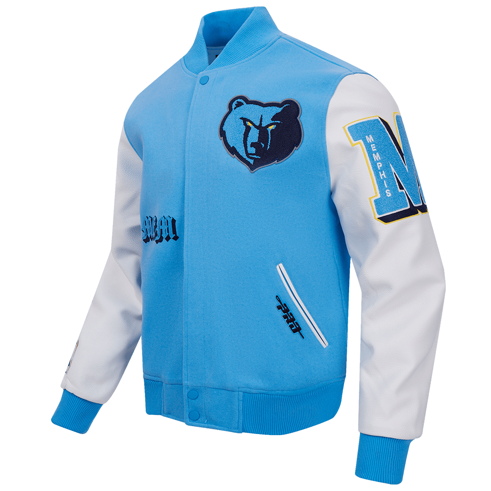 NBA MEMPHIS GRIZZLIES OLD ENGLISH RIB WOOL VARSITY JACKET - Rare Leather