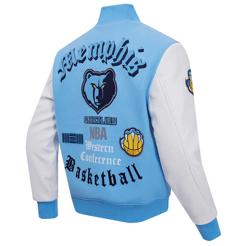 NBA MEMPHIS GRIZZLIES OLD ENGLISH RIB WOOL VARSITY JACKET - Rare Leather