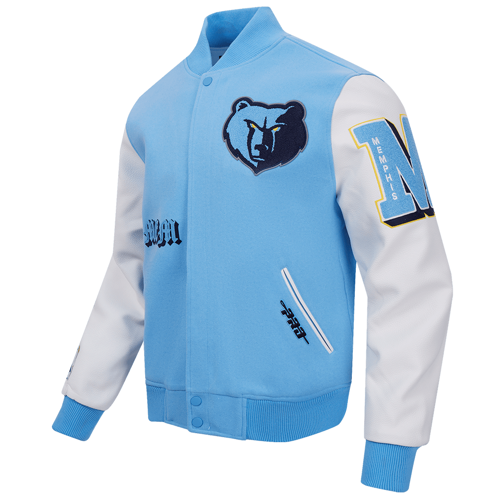 NBA MEMPHIS GRIZZLIES OLD ENGLISH RIB WOOL VARSITY JACKET - Rare Leather