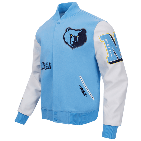 NBA MEMPHIS GRIZZLIES OLD ENGLISH RIB WOOL VARSITY JACKET - Rare Leather