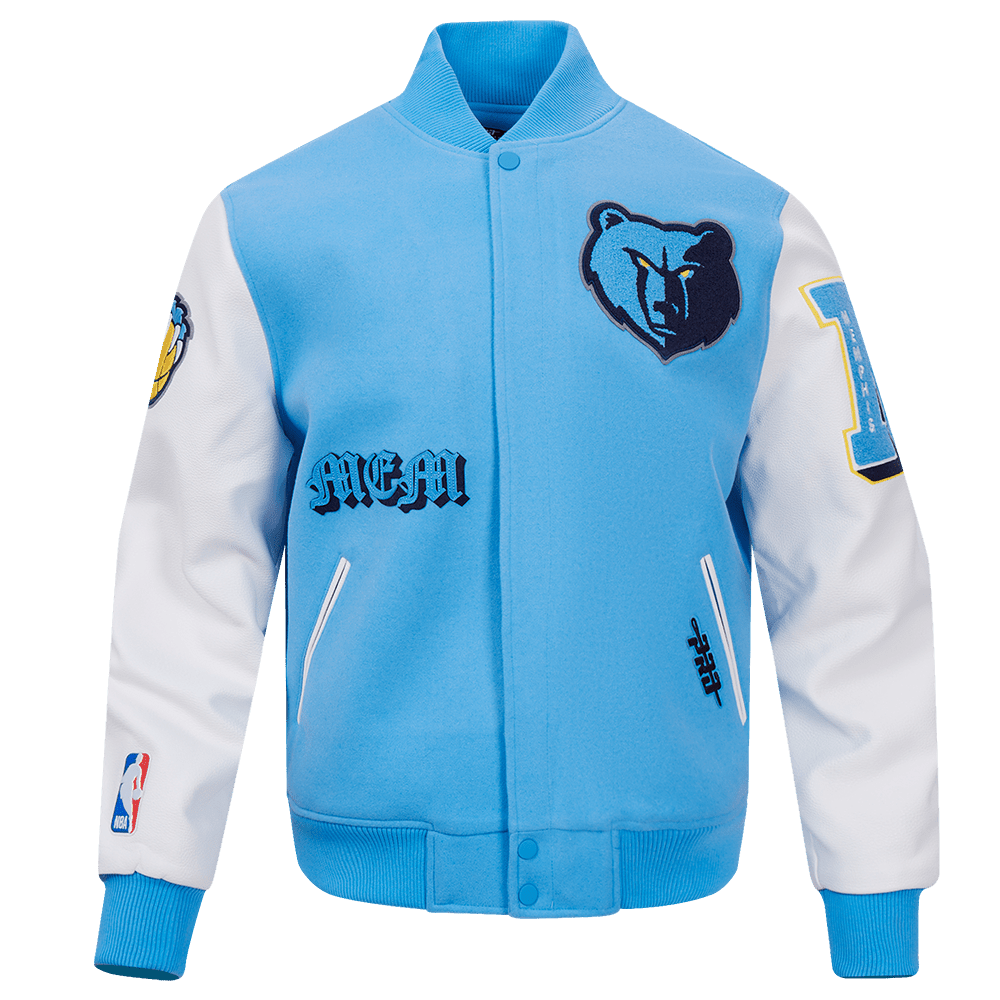 NBA MEMPHIS GRIZZLIES OLD ENGLISH RIB WOOL VARSITY JACKET - Rare Leather