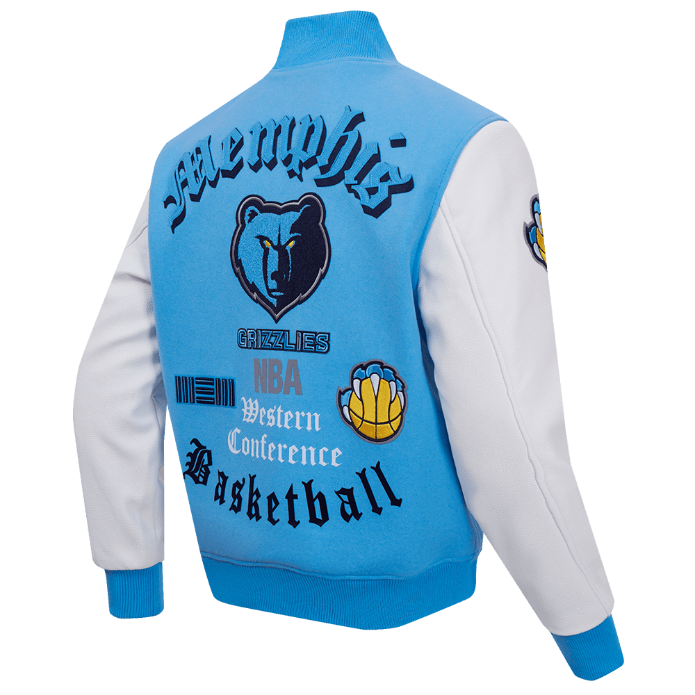 NBA MEMPHIS GRIZZLIES OLD ENGLISH RIB WOOL VARSITY JACKET - Rare Leather
