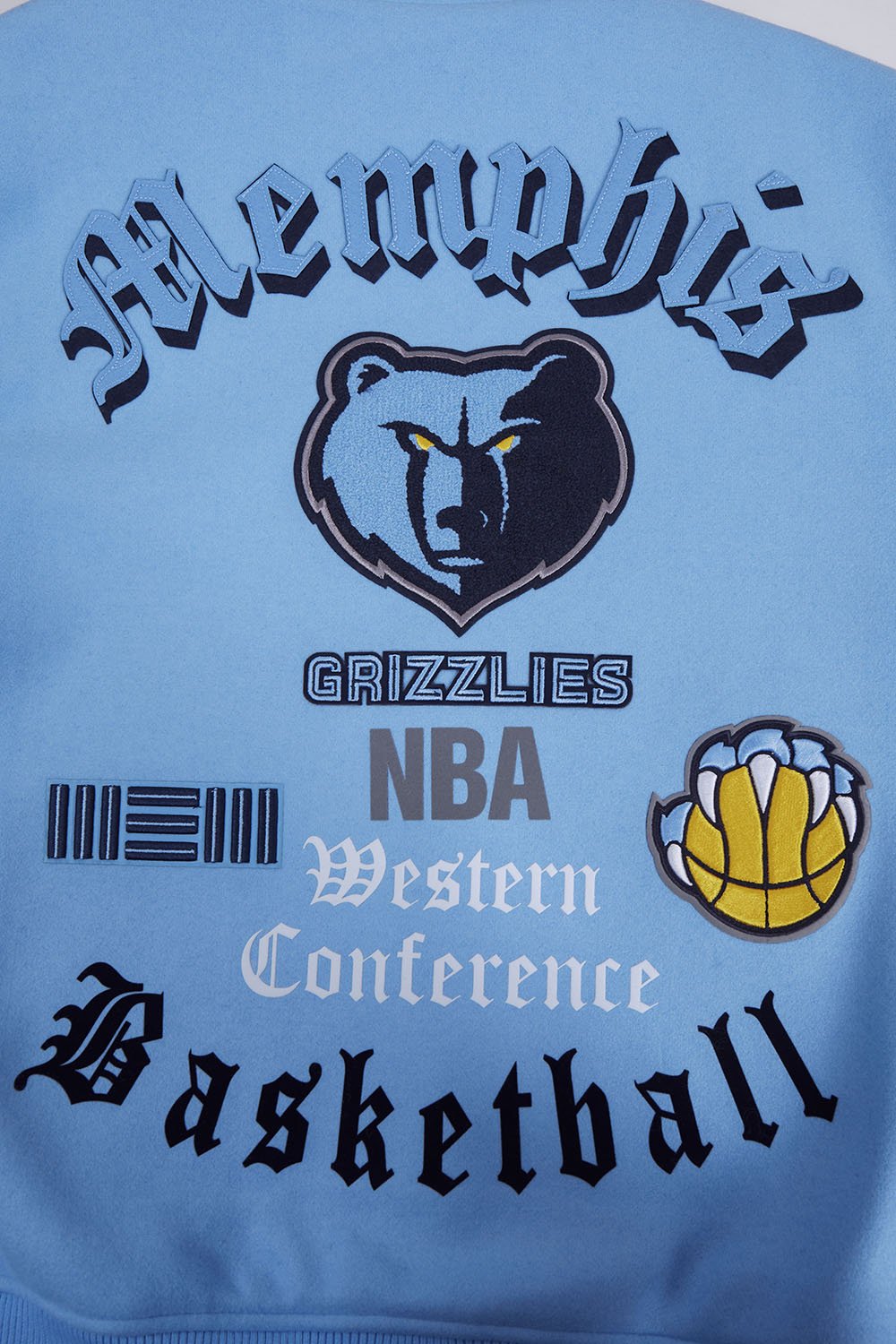 NBA MEMPHIS GRIZZLIES OLD ENGLISH RIB WOOL VARSITY JACKET - Rare Leather