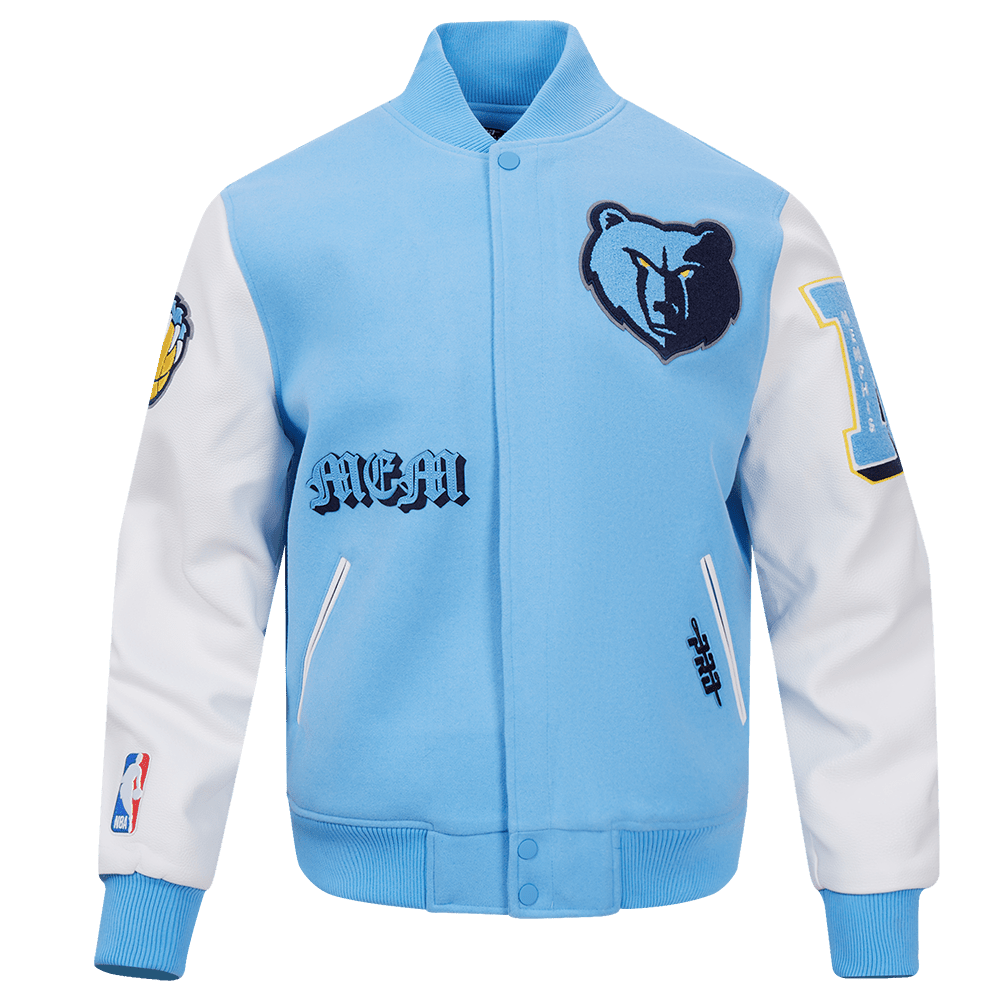 NBA MEMPHIS GRIZZLIES OLD ENGLISH RIB WOOL VARSITY JACKET - Rare Leather