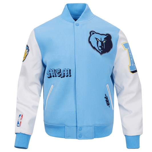 NBA MEMPHIS GRIZZLIES OLD ENGLISH RIB WOOL VARSITY JACKET - Vox Leather