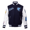 NBA MEMPHIS GRIZZLIES SCRIPT TAIL RIB WOOL VARSITY JACKET (MIDNIGHT NAVY/WHITE) - Rare Leather