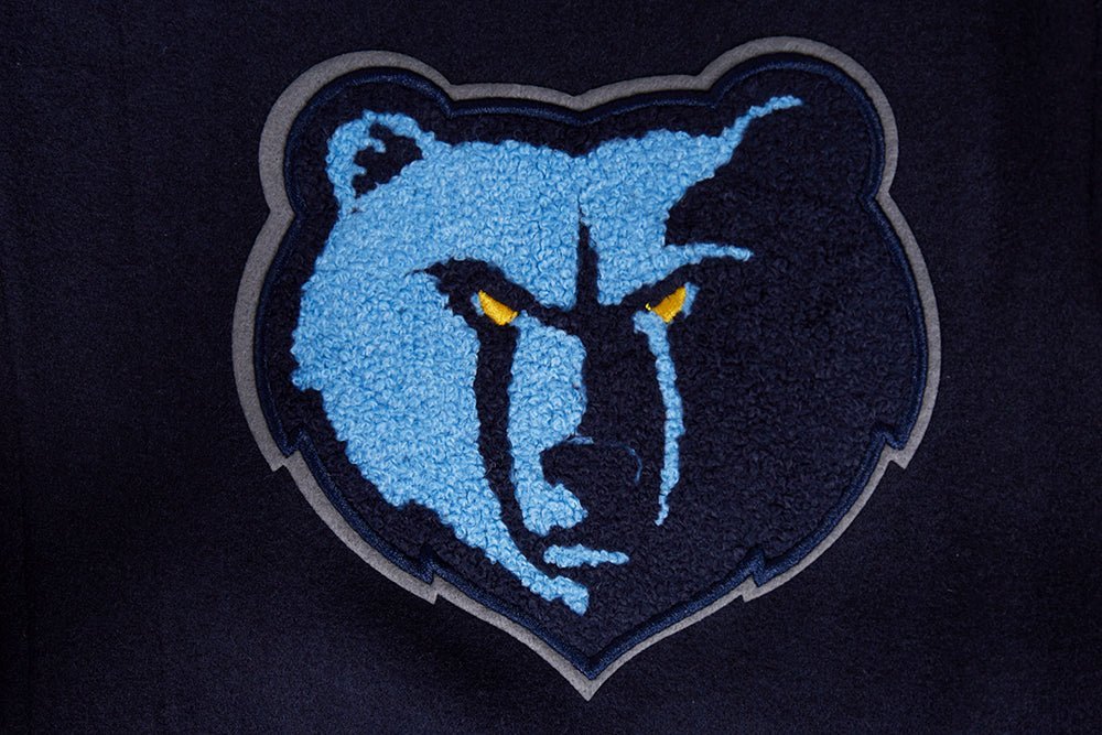 NBA MEMPHIS GRIZZLIES SCRIPT TAIL RIB WOOL VARSITY JACKET (MIDNIGHT NAVY/WHITE) - Vox Leather