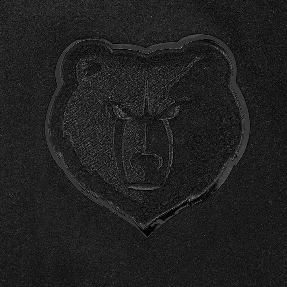 NBA MEMPHIS GRIZZLIES TRIPLE BLACK WOOL VARSITY JACKET - Rare Leather