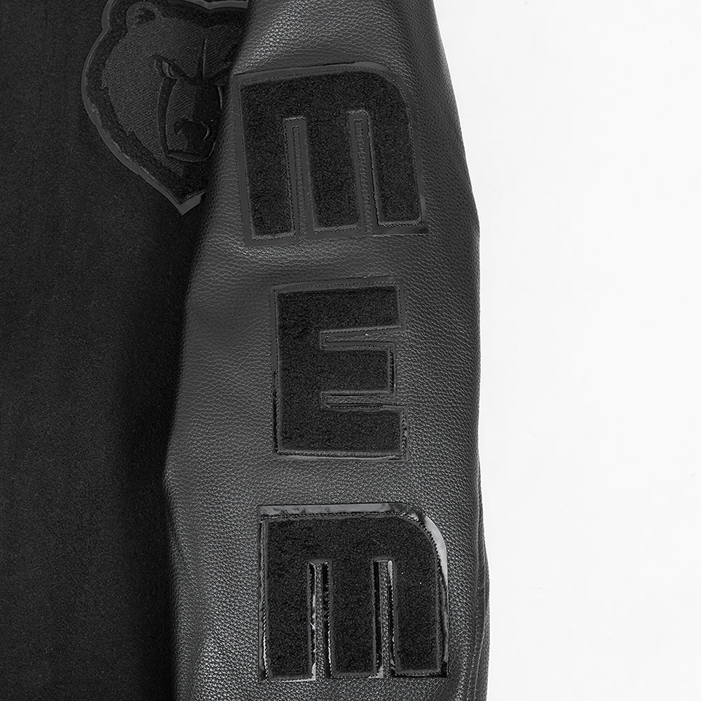 NBA MEMPHIS GRIZZLIES TRIPLE BLACK WOOL VARSITY JACKET - Rare Leather