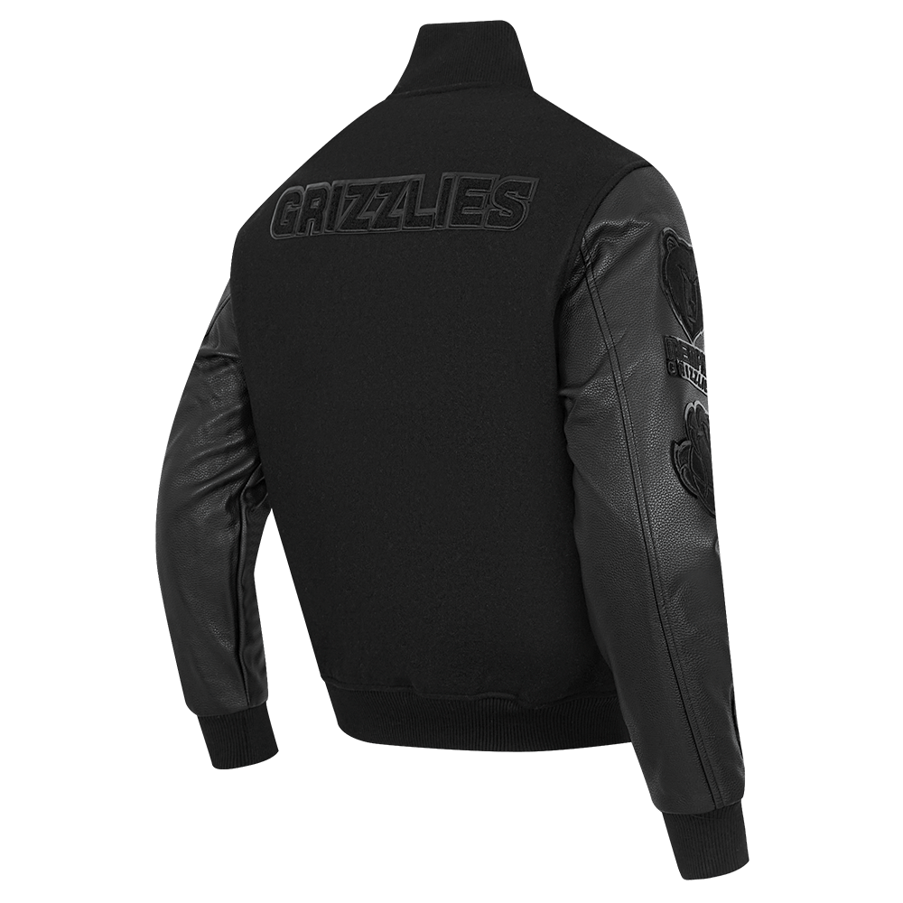 NBA MEMPHIS GRIZZLIES TRIPLE BLACK WOOL VARSITY JACKET - Rare Leather