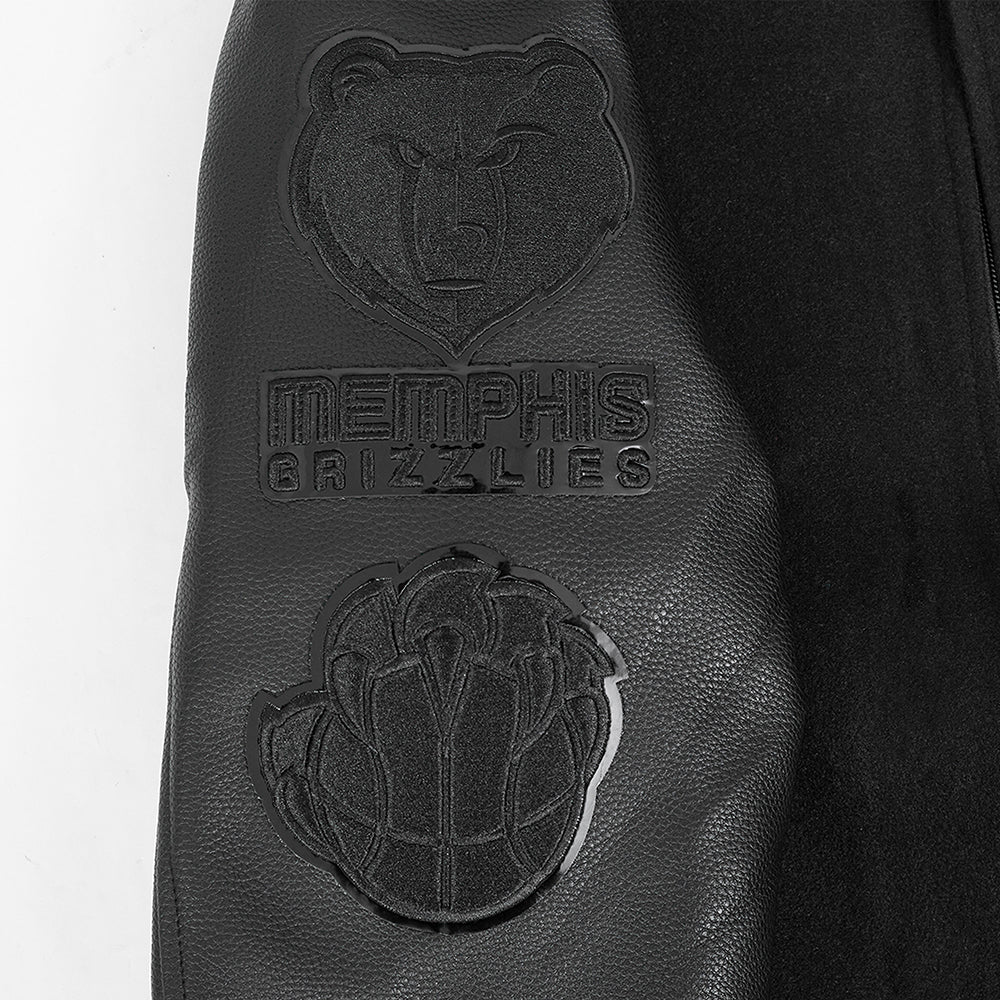 NBA MEMPHIS GRIZZLIES TRIPLE BLACK WOOL VARSITY JACKET - Rare Leather