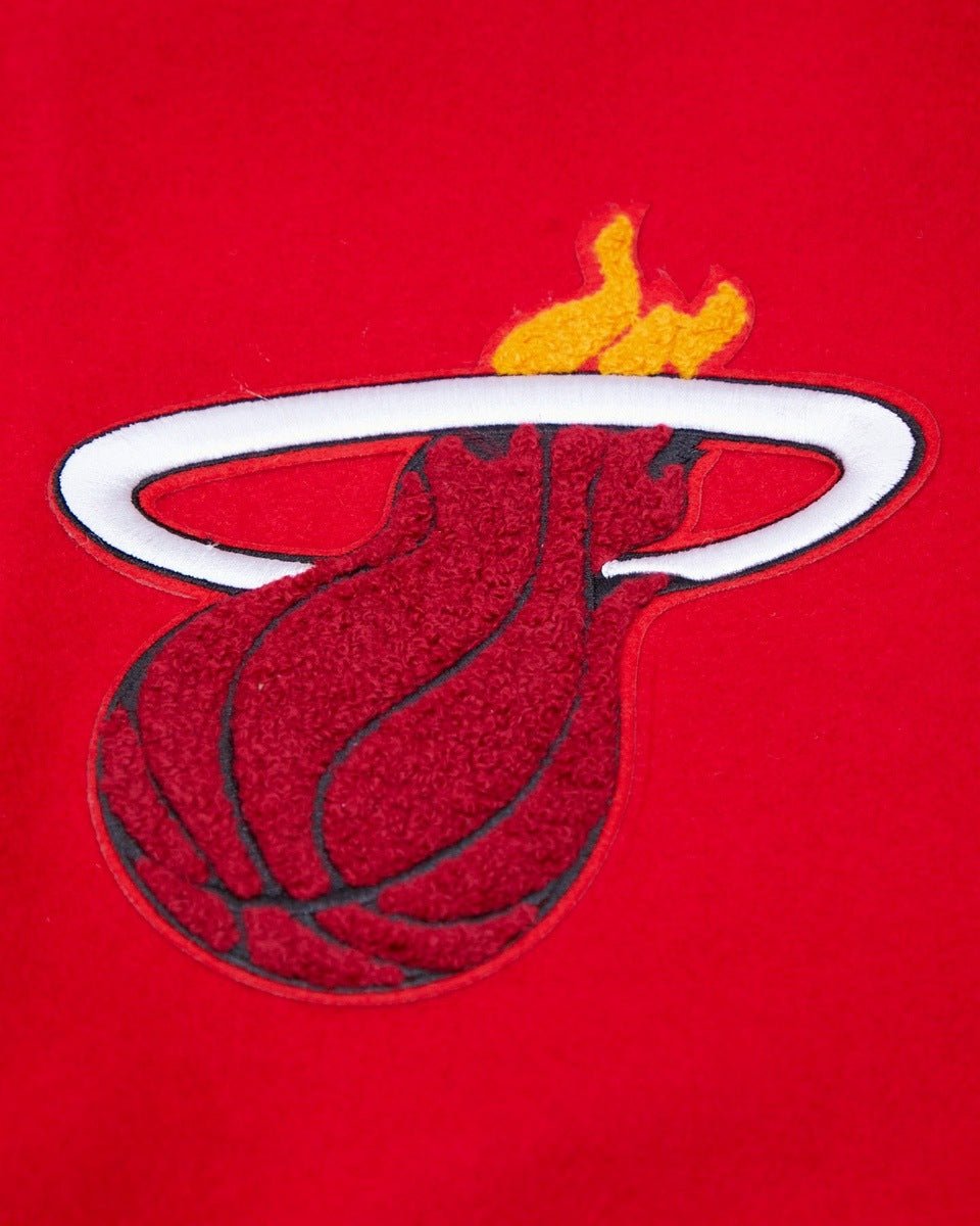 NBA MIAMI HEAT CLASSIC WOOL MEN'S VARSITY JACKET (RED/BLACK) - Rare Leather