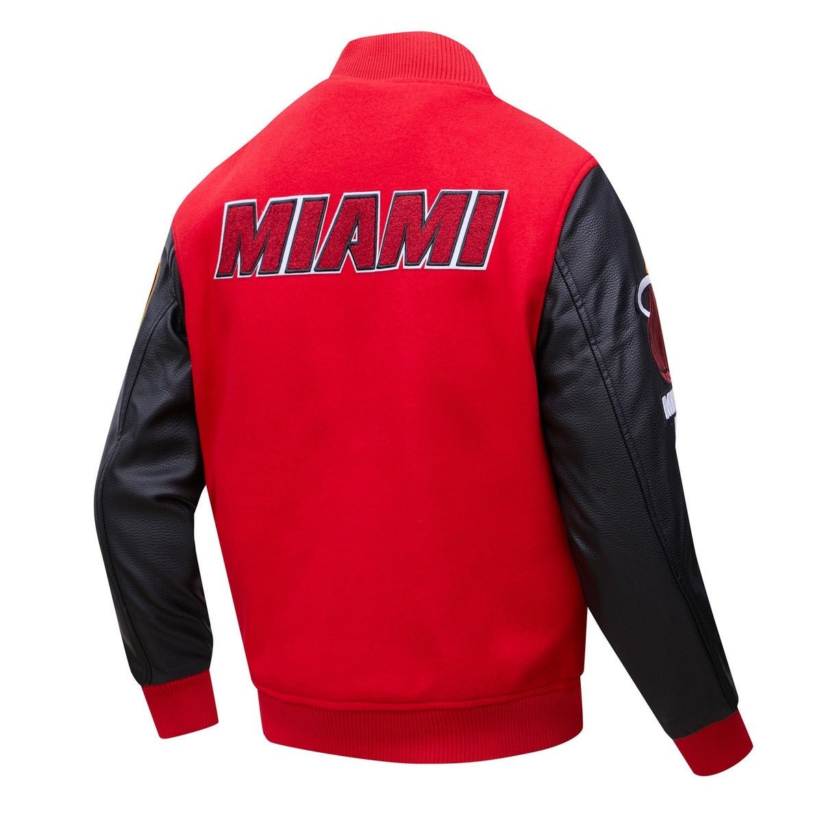 NBA MIAMI HEAT CLASSIC WOOL MEN'S VARSITY JACKET (RED/BLACK) - Rare Leather