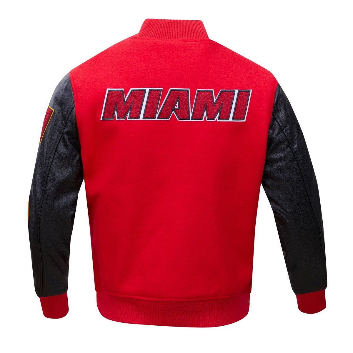 NBA MIAMI HEAT CLASSIC WOOL MEN'S VARSITY JACKET (RED/BLACK) - Rare Leather