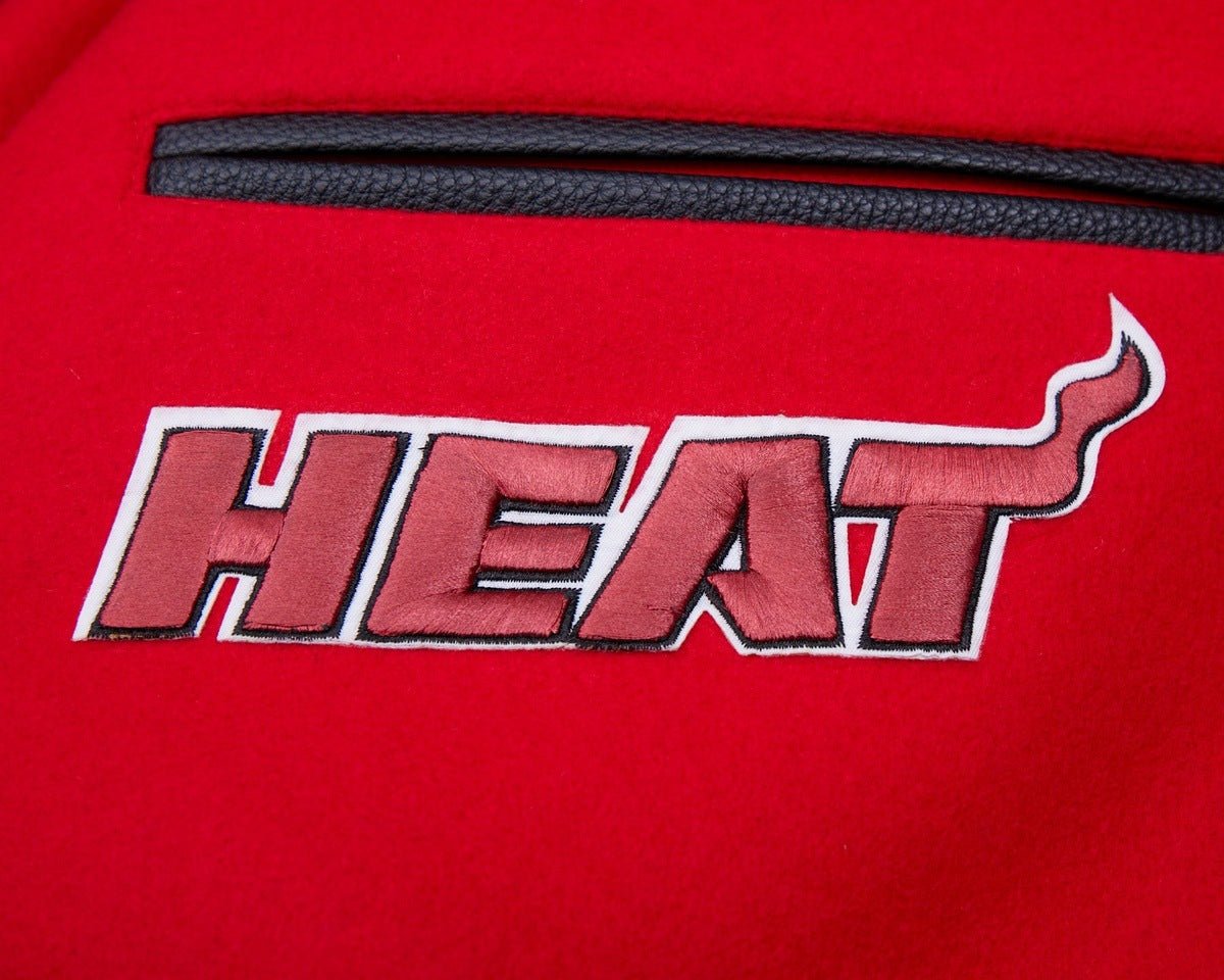 NBA MIAMI HEAT CLASSIC WOOL MEN'S VARSITY JACKET (RED/BLACK) - Rare Leather