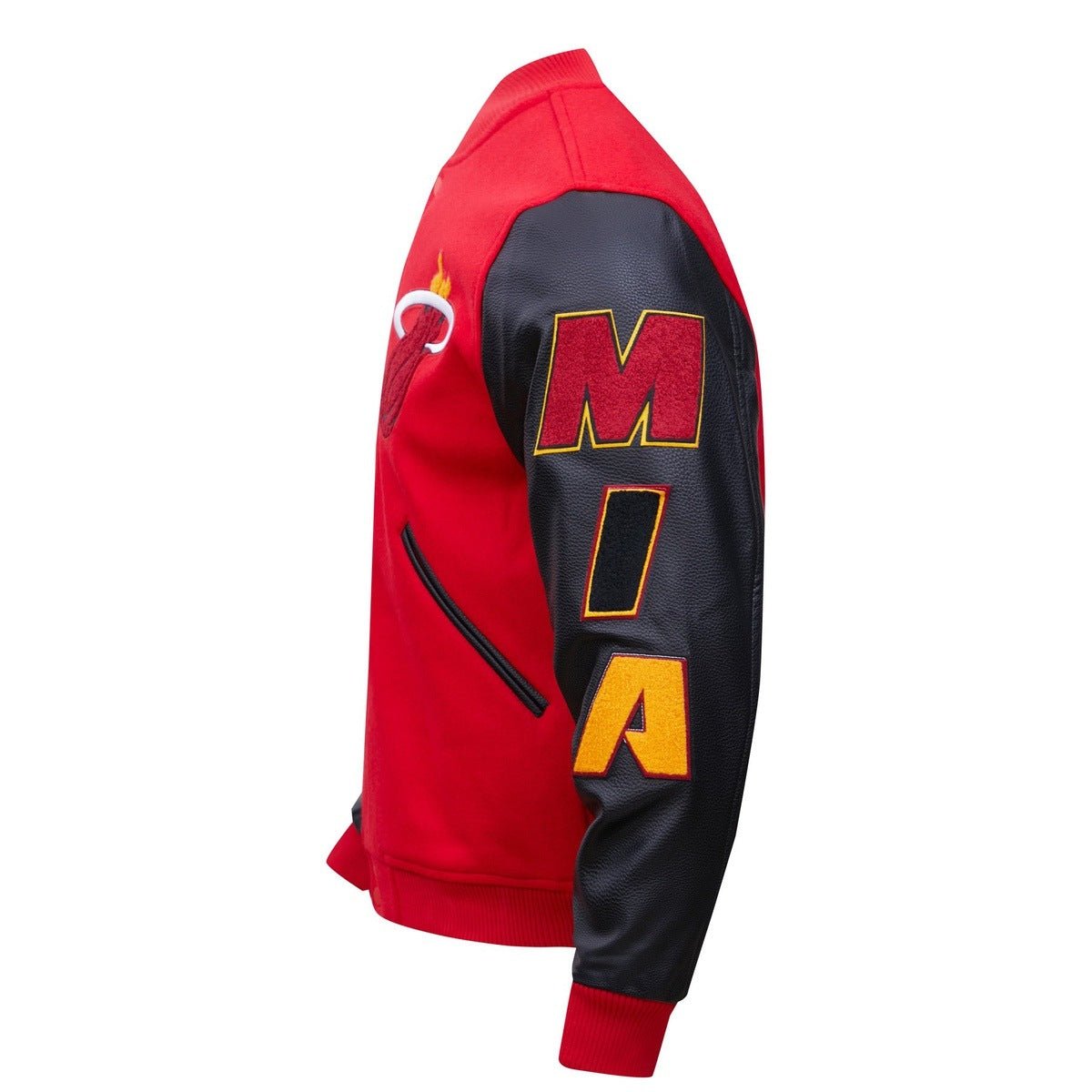 NBA MIAMI HEAT CLASSIC WOOL MEN'S VARSITY JACKET (RED/BLACK) - Rare Leather