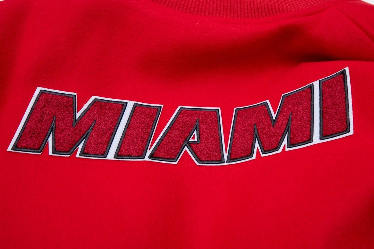 NBA MIAMI HEAT CLASSIC WOOL MEN'S VARSITY JACKET (RED/BLACK) - Rare Leather