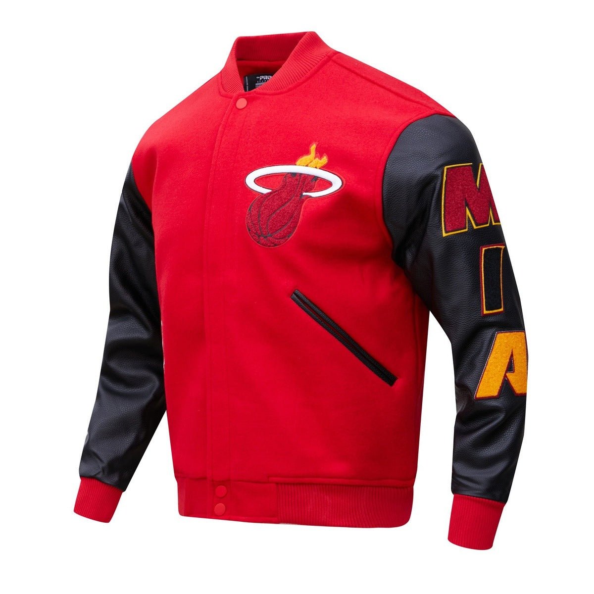 NBA MIAMI HEAT CLASSIC WOOL MEN'S VARSITY JACKET (RED/BLACK) - Rare Leather