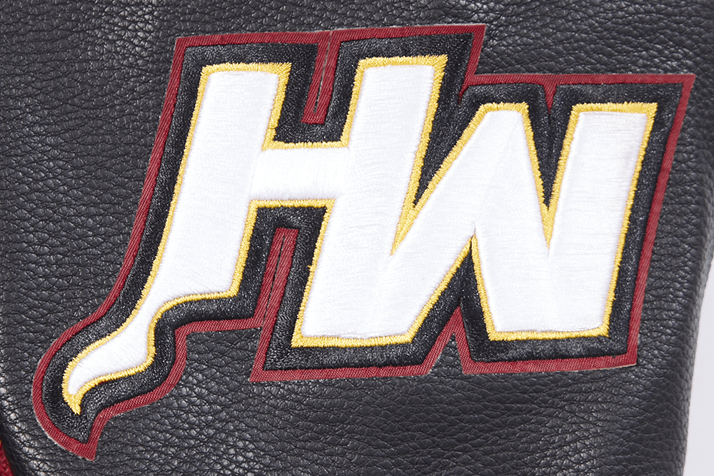 NBA MIAMI HEAT SCRIPT TAIL MEN'S RIB WOOL VARSITY (BLACK) - Rare Leather