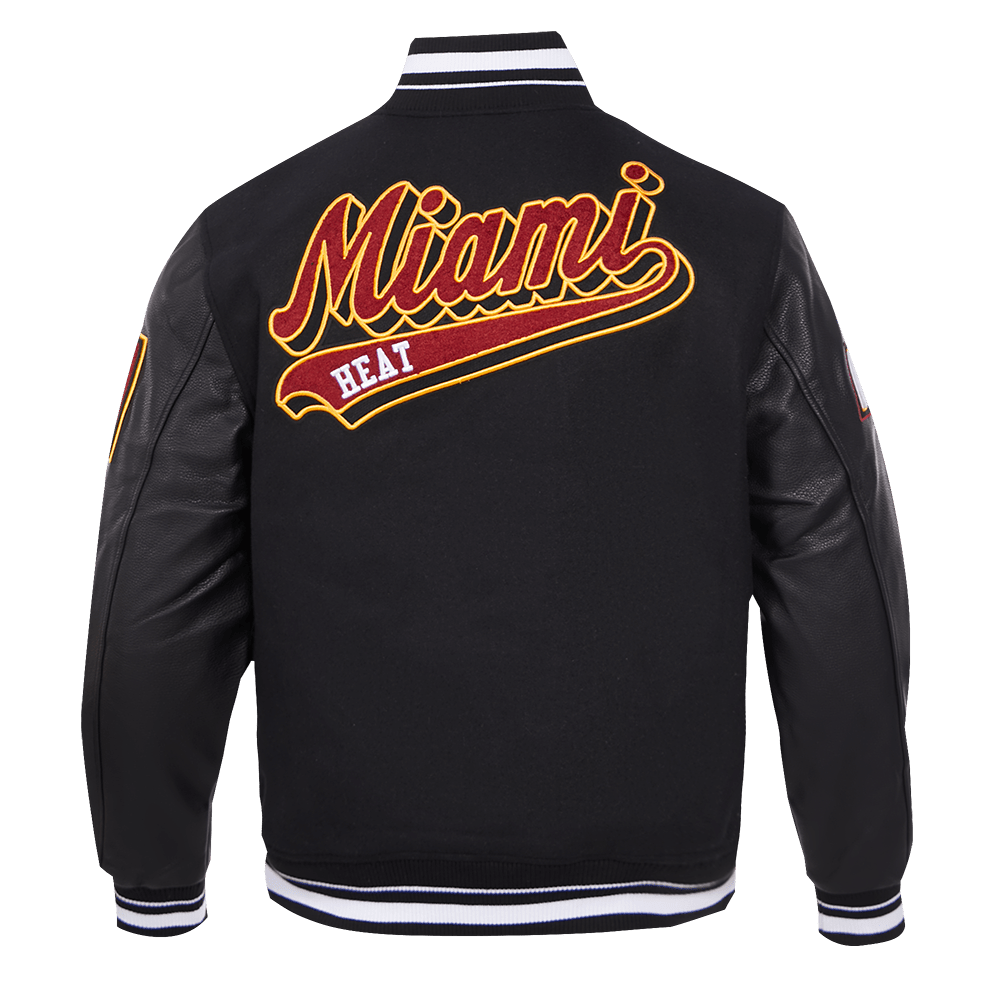 NBA MIAMI HEAT SCRIPT TAIL MEN'S RIB WOOL VARSITY (BLACK) - Rare Leather