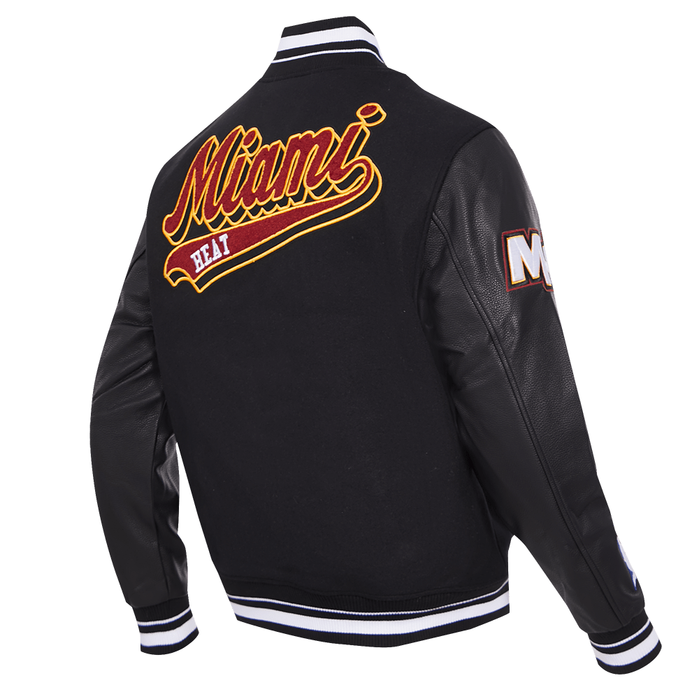 NBA MIAMI HEAT SCRIPT TAIL MEN'S RIB WOOL VARSITY (BLACK) - Rare Leather