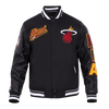 NBA MIAMI HEAT SCRIPT TAIL MEN'S RIB WOOL VARSITY (BLACK) - Rare Leather