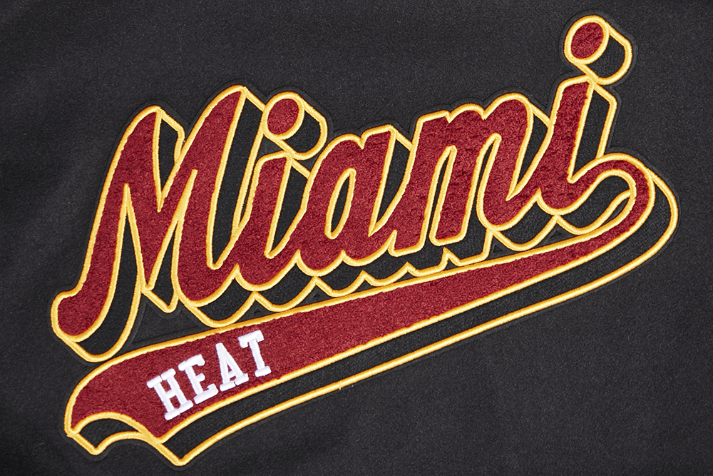 NBA MIAMI HEAT SCRIPT TAIL MEN'S RIB WOOL VARSITY (BLACK) - Rare Leather