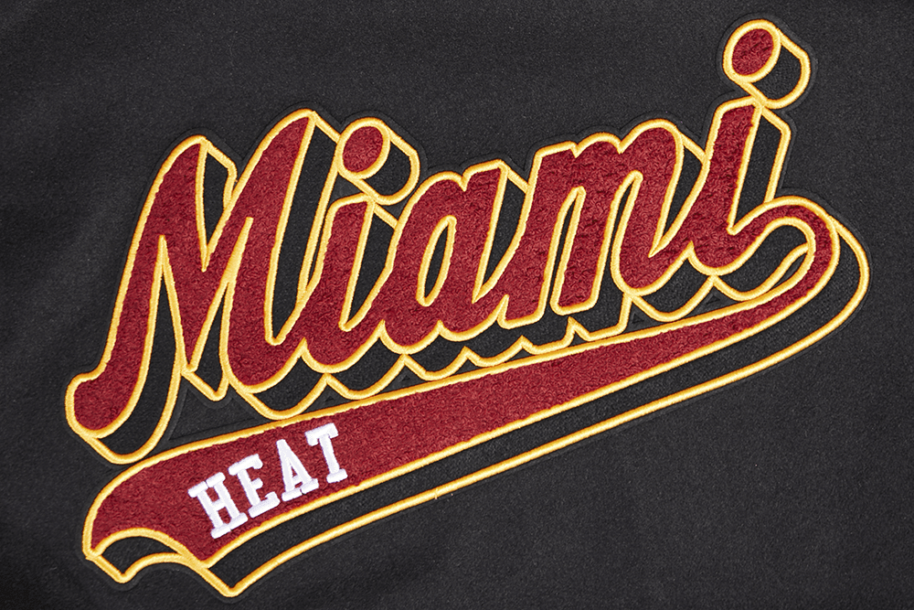 NBA MIAMI HEAT SCRIPT TAIL MEN'S RIB WOOL VARSITY (BLACK) - Vox Leather