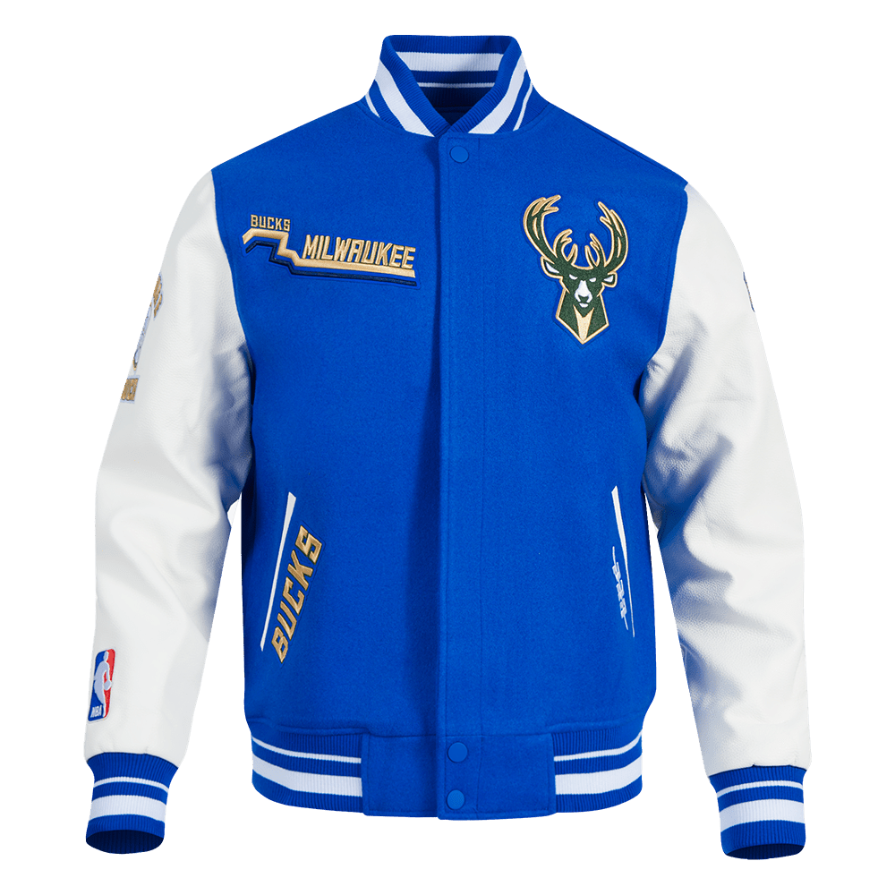 NBA MILWAUKEE BUCKS CITY RIB WOOL VARSITY JACKET - Rare Leather