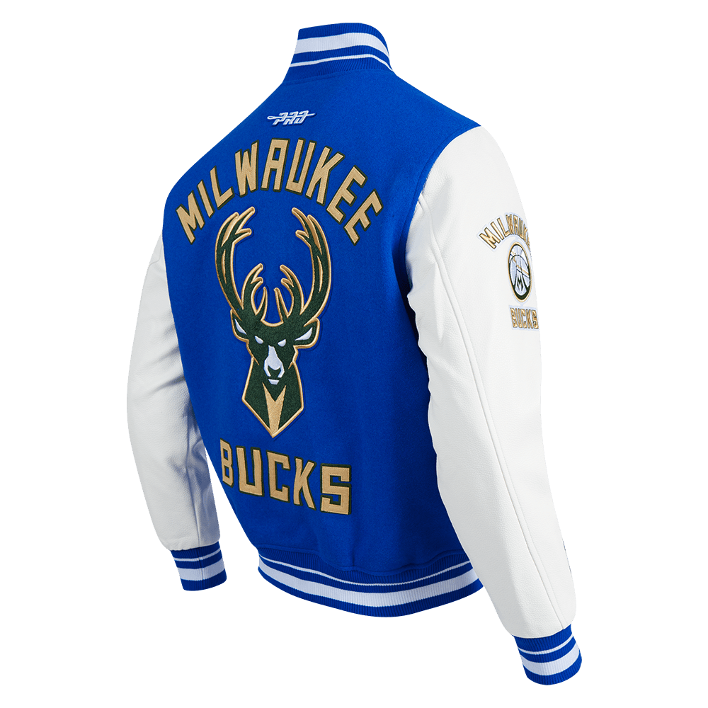NBA MILWAUKEE BUCKS CITY RIB WOOL VARSITY JACKET - Rare Leather
