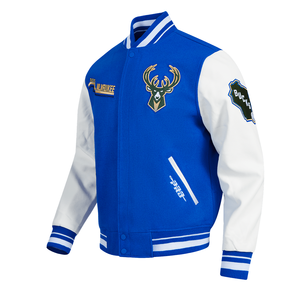 NBA MILWAUKEE BUCKS CITY RIB WOOL VARSITY JACKET - Rare Leather