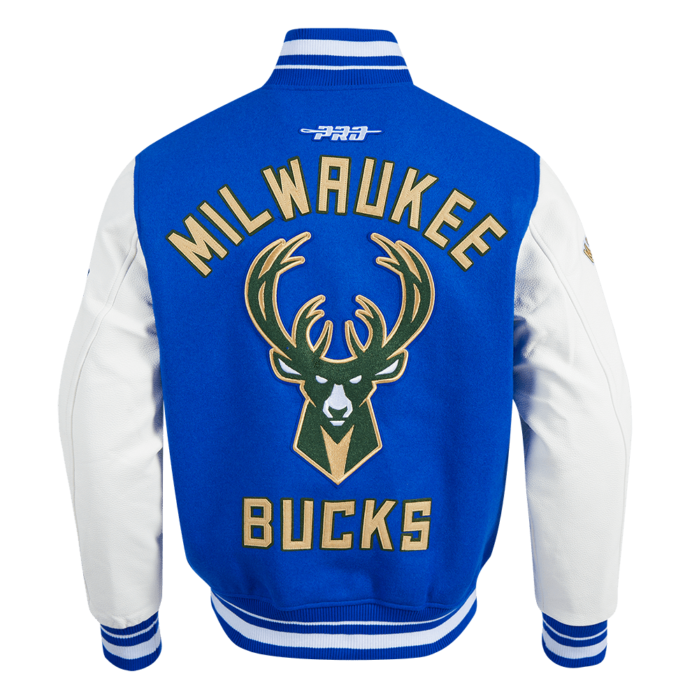 NBA MILWAUKEE BUCKS CITY RIB WOOL VARSITY JACKET - Rare Leather