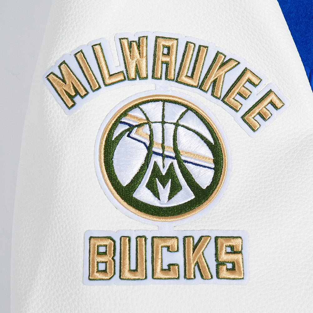 NBA MILWAUKEE BUCKS CITY RIB WOOL VARSITY JACKET - Rare Leather