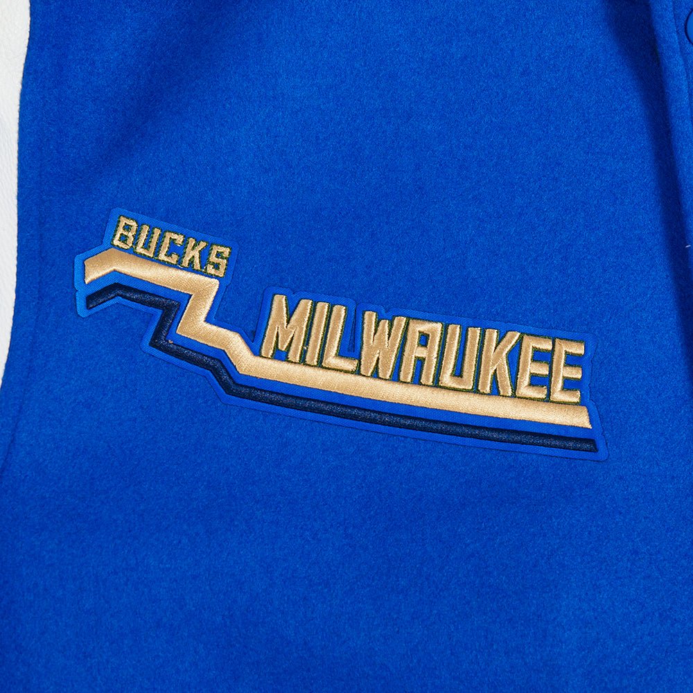 NBA MILWAUKEE BUCKS CITY RIB WOOL VARSITY JACKET - Rare Leather