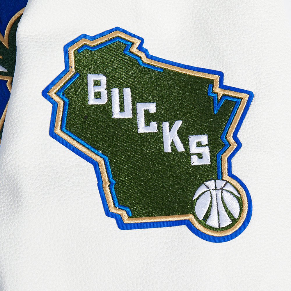 NBA MILWAUKEE BUCKS CITY RIB WOOL VARSITY JACKET - Rare Leather